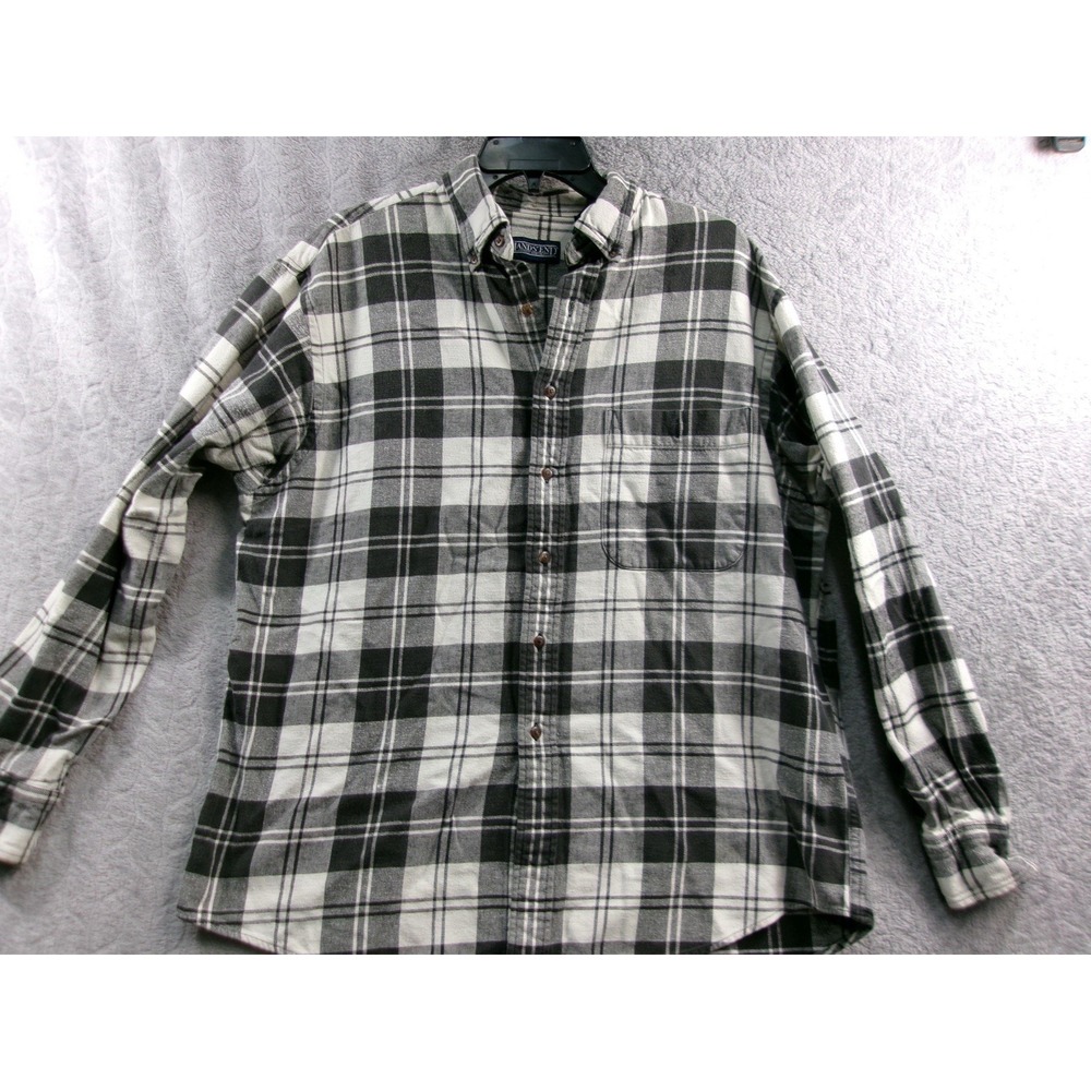 Vintage Land's End Direct Merchant Men's Flannel Shirt Plaid Made In Hong Kong L
